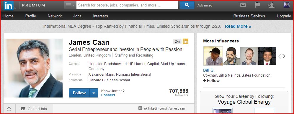 linkedin profile james caan